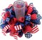 2 Pcs Patriotic Burlap Candle Holder Wreaths Rings, Patriotic Flag Color Fourth of July Berries Candlerings